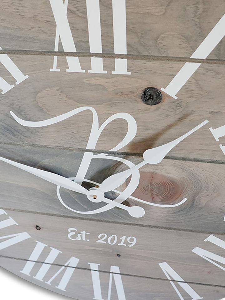 Large Customized Grey Wall Clock Earthly Comfort Clocks 1040-1