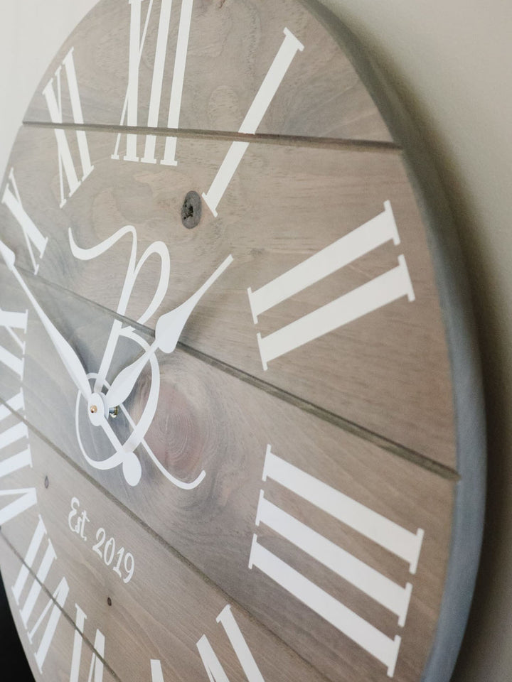 Large Customized Grey Wall Clock Earthly Comfort Clocks 1040-2