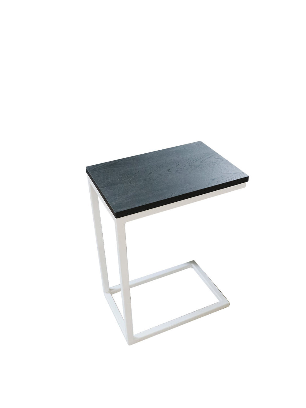 Charcoal Black Ash Industrial Side C Table with White Base Earthly Comfort Side Tables 1108-2
