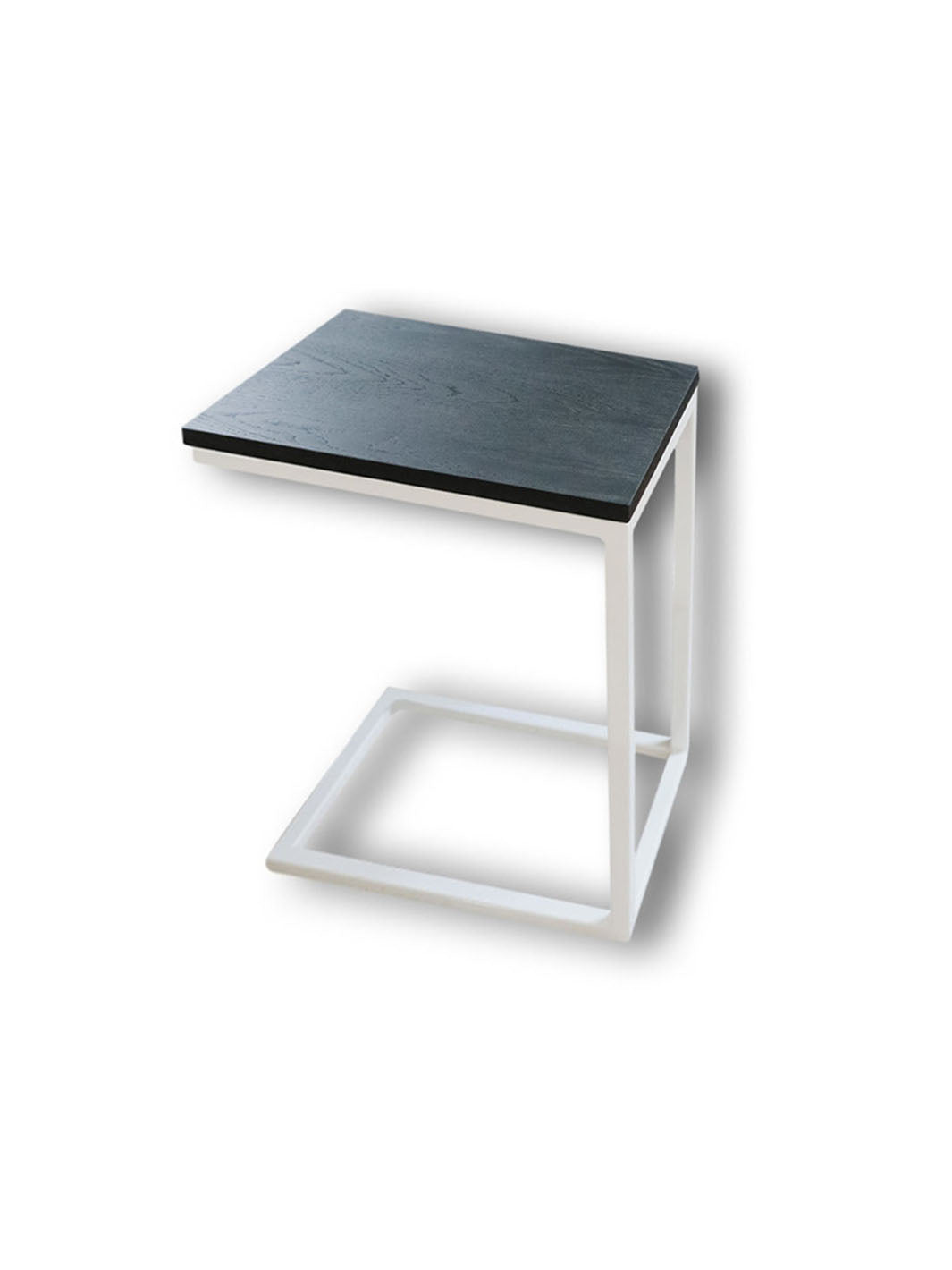 Charcoal Black Ash Industrial Side C Table with White Base Earthly Comfort Side Tables 1108
