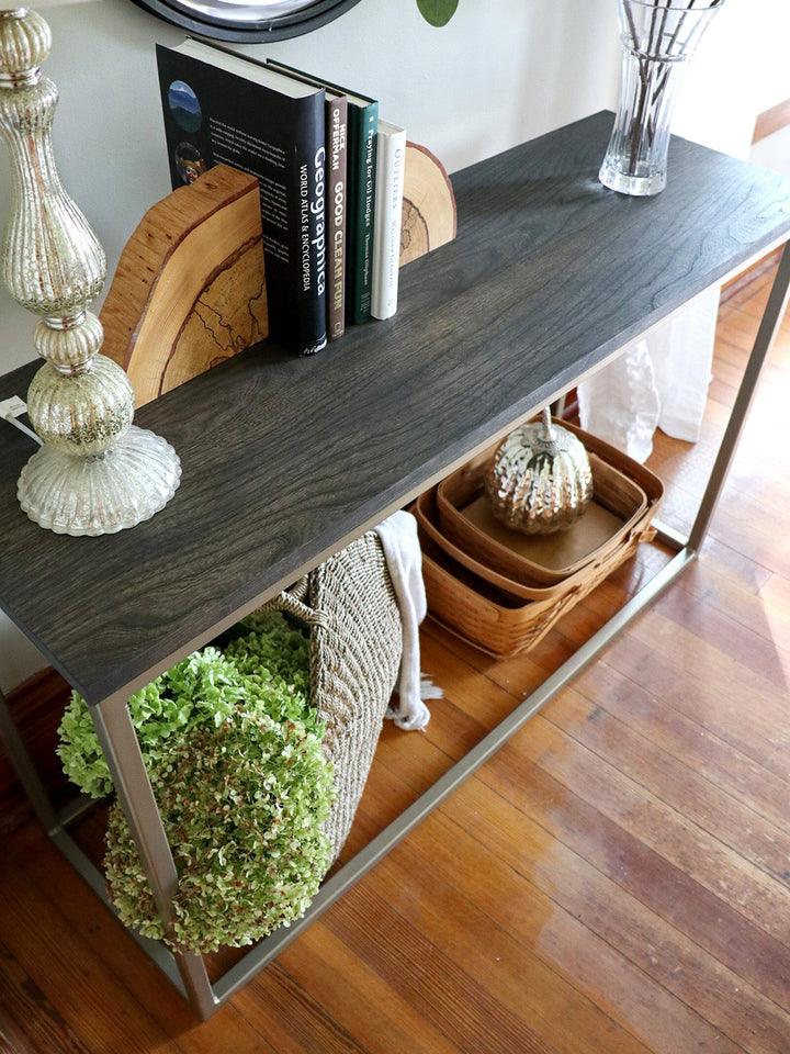 Modern Metal & Solid Wood Console Entryway Table