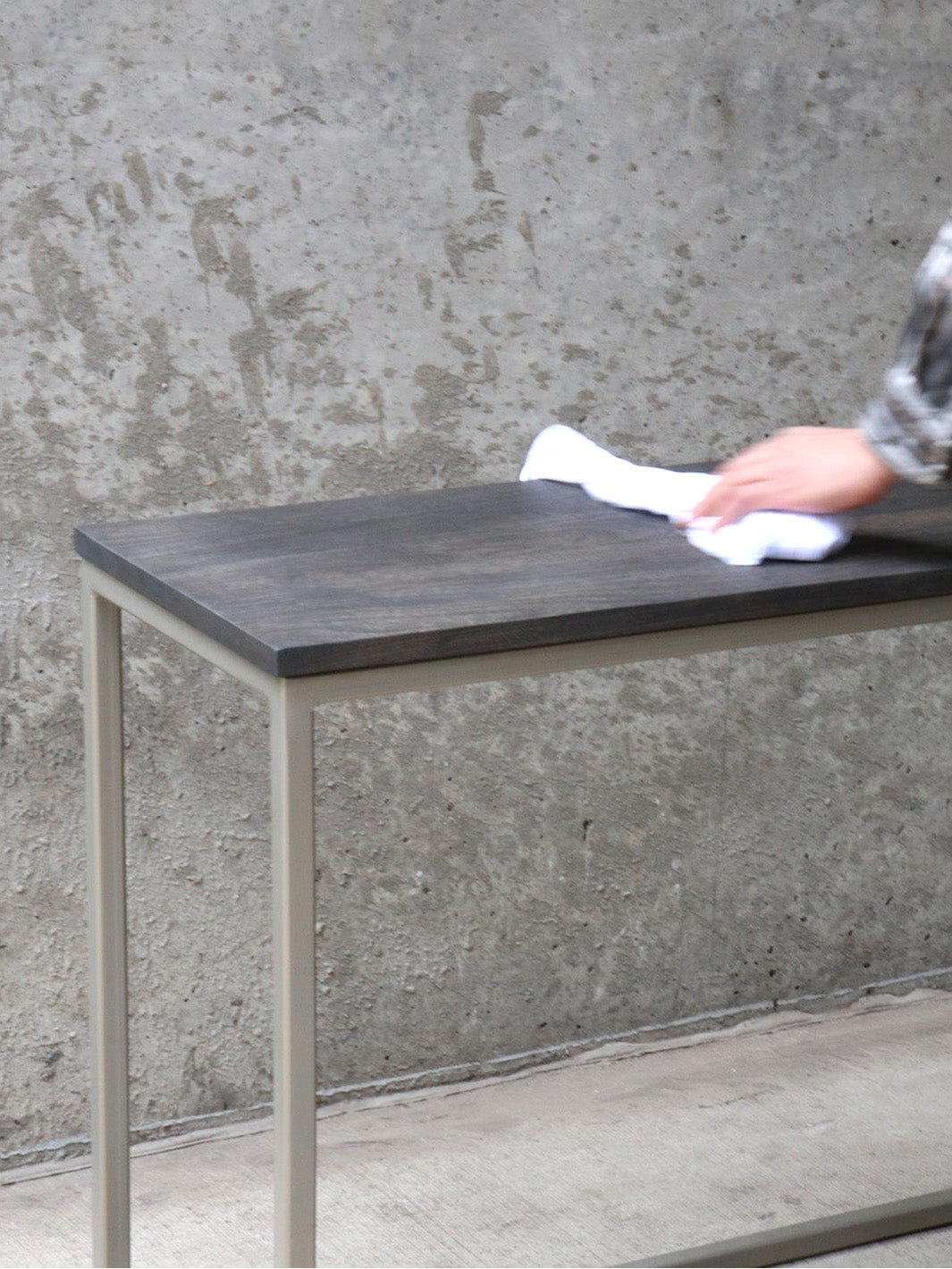 Modern Metal & Solid Wood Console Entryway Table