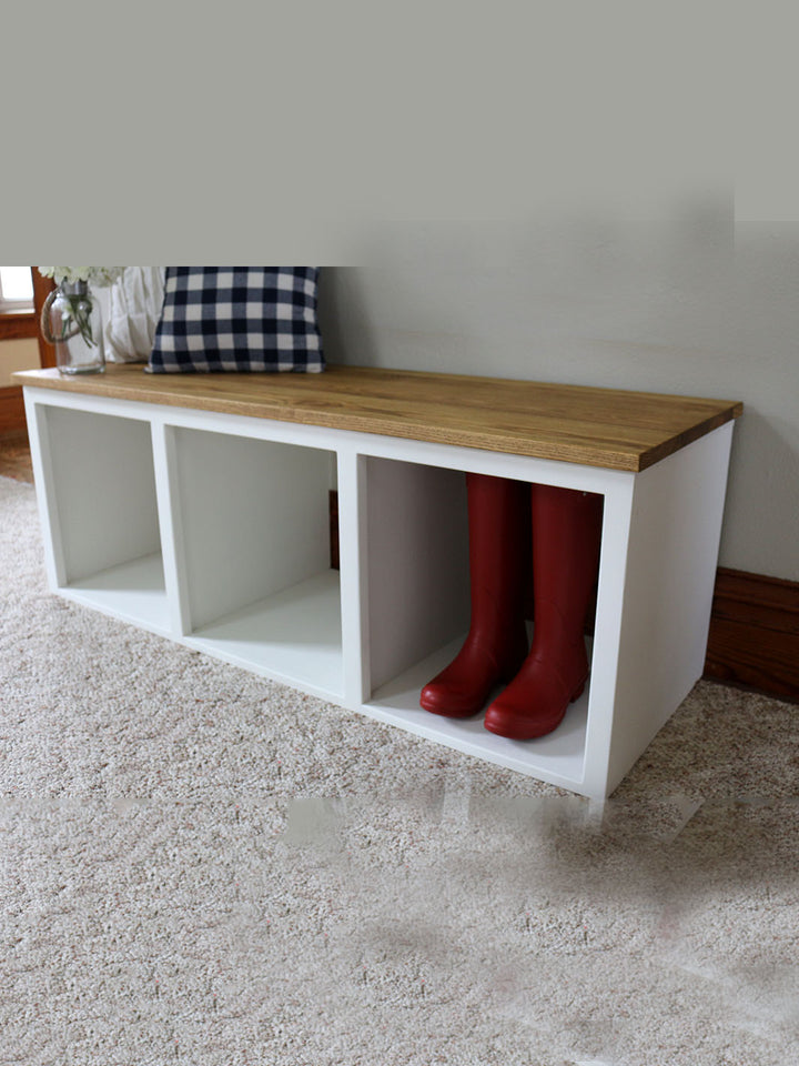 Modern Farmhouse Style Solid Wood Shoe Cabinet Bench
