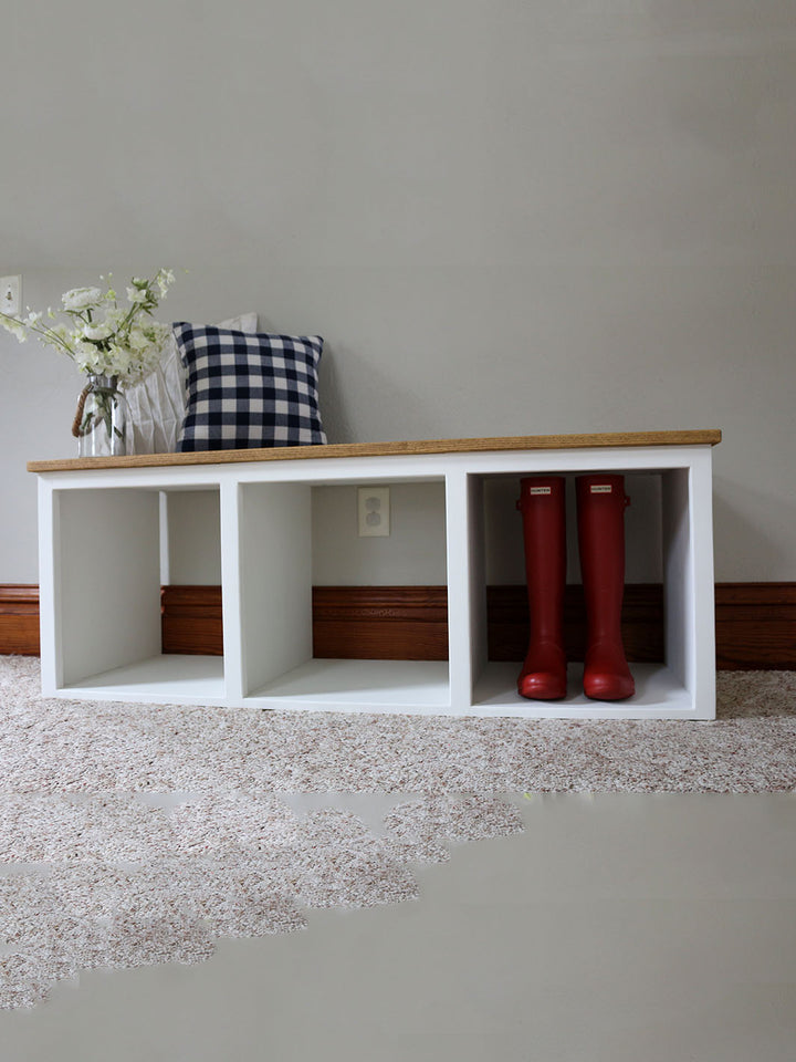 Modern Farmhouse Style Solid Wood Shoe Cabinet Bench