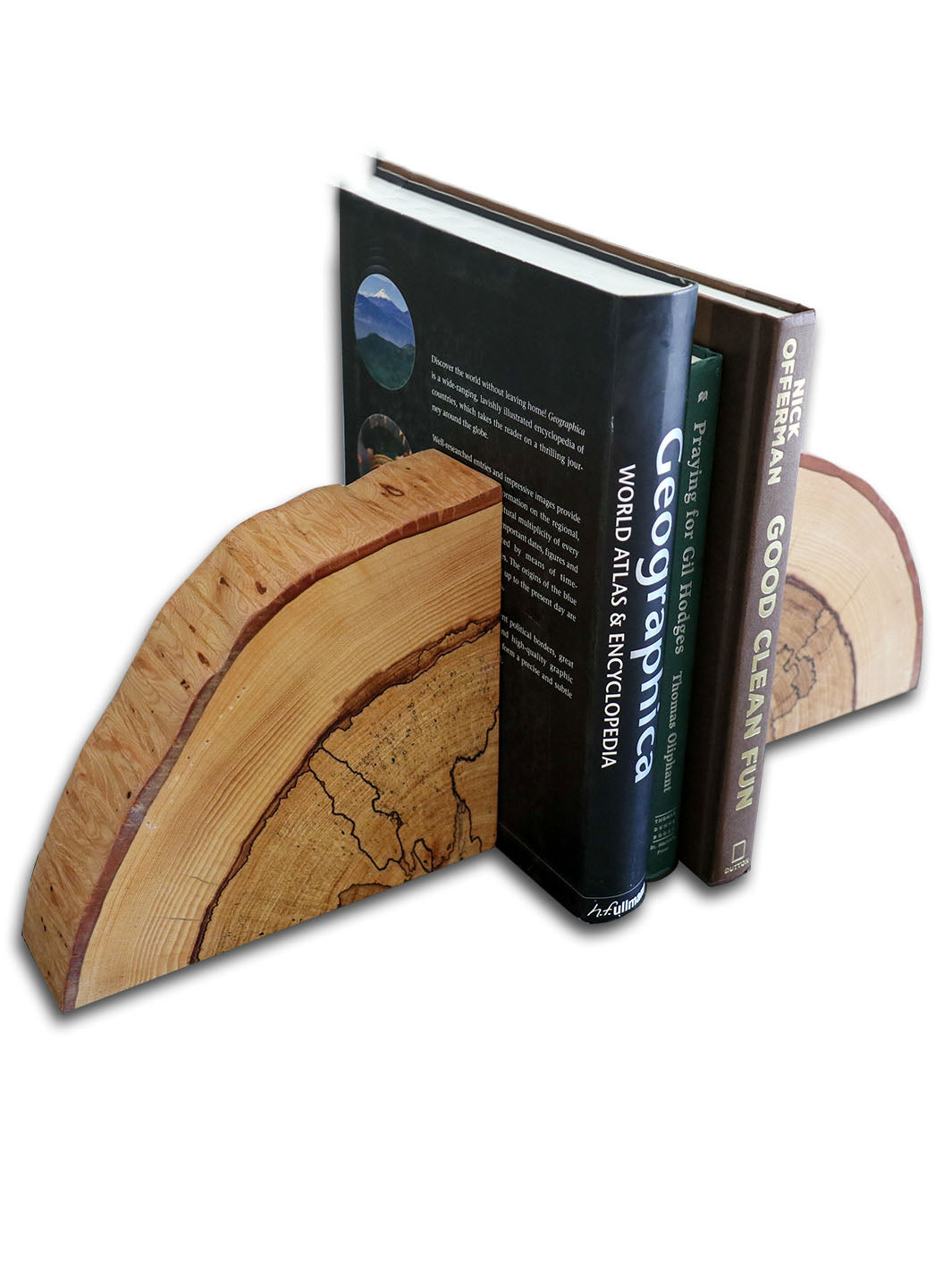 Spalted Hickory Solid Wood Bookends Earthly Comfort Bookends 1257-1