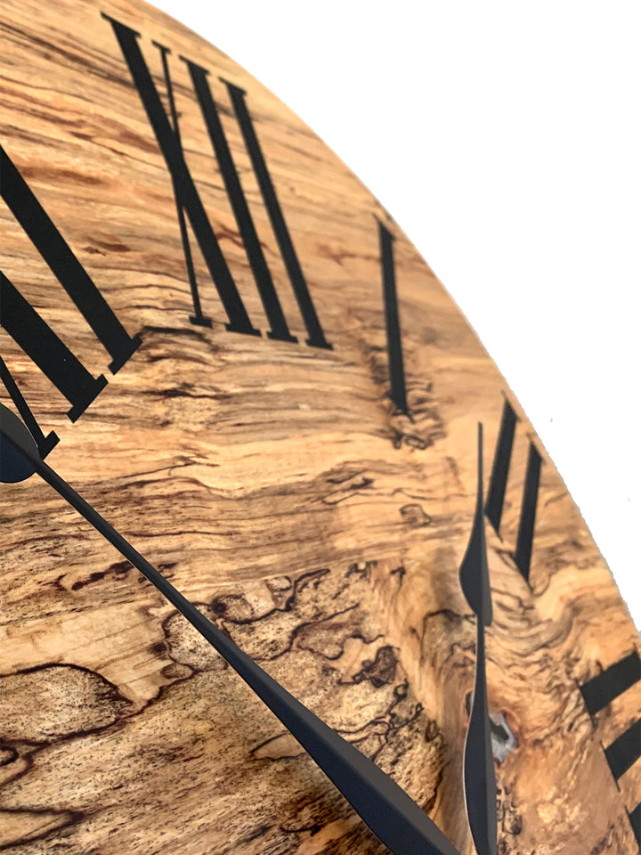 Simple Spalted Maple Wood Wall Clock Earthly Comfort Clocks 1362-1