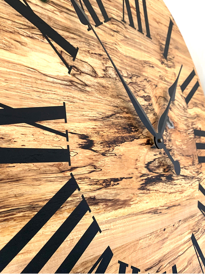 Simple Spalted Maple Wood Wall Clock Earthly Comfort Clocks 1362-3