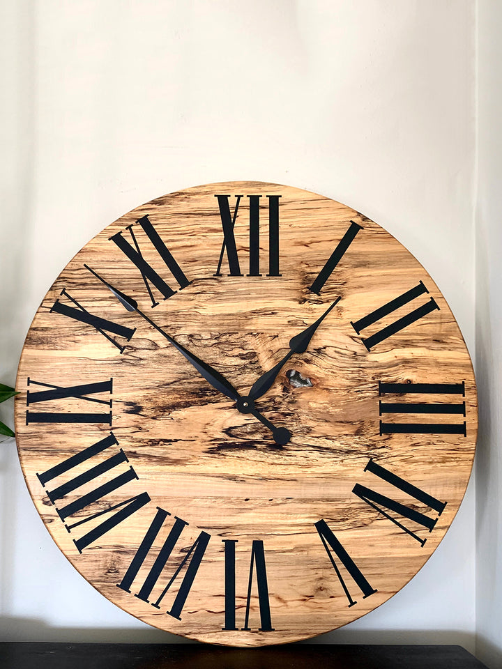 Simple Spalted Maple Wood Wall Clock Earthly Comfort Clocks 1362-5