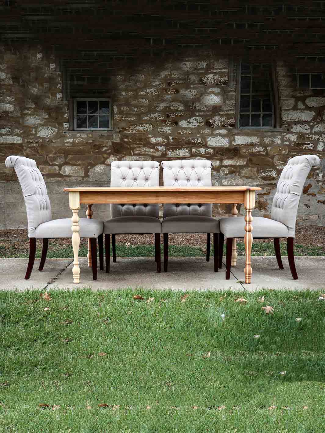 Narrow Hickory Farmhouse Dining Table with Turned Legs Earthly Comfort Dining Tables 1376-10