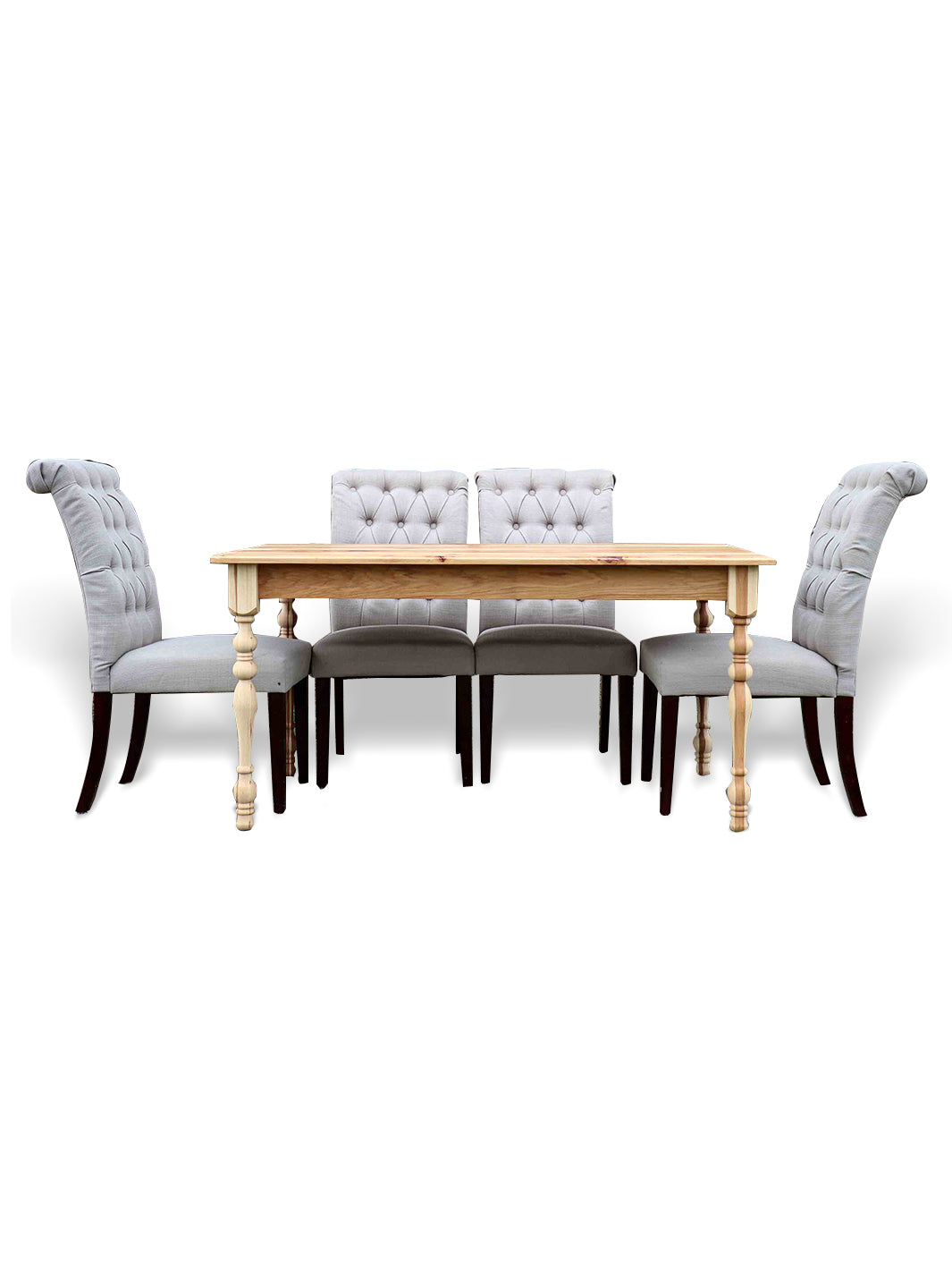 Narrow Hickory Farmhouse Dining Table with Turned Legs Earthly Comfort Dining Tables 1376