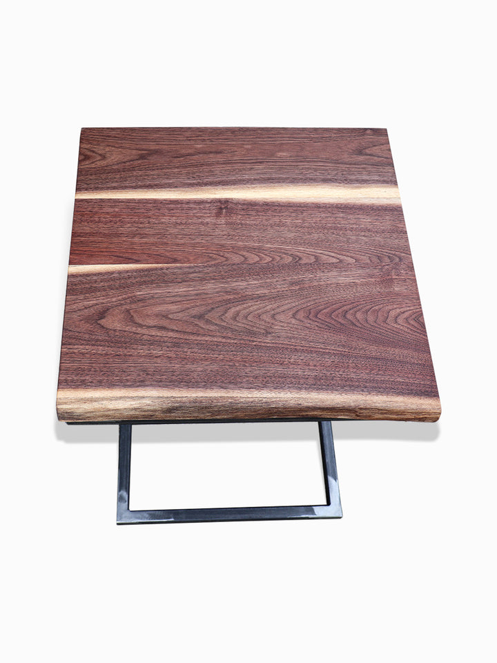 Live Edge Square Walnut C Table, Computer Table, Side Table