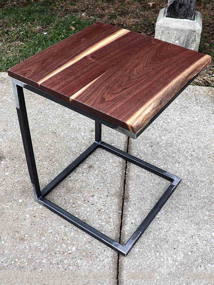 Live Edge Square Walnut C Table, Computer Table, Side Table Earthly Comfort Side Tables 1381-2