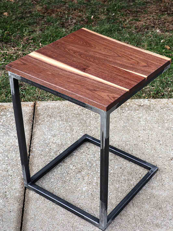 Live Edge Square Walnut C Table, Computer Table, Side Table Earthly Comfort Side Tables 1381-5