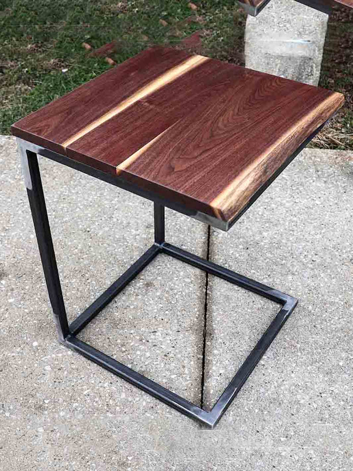 Live Edge Square Walnut C Table, Computer Table, Side Table Earthly Comfort Side Tables 1381-6
