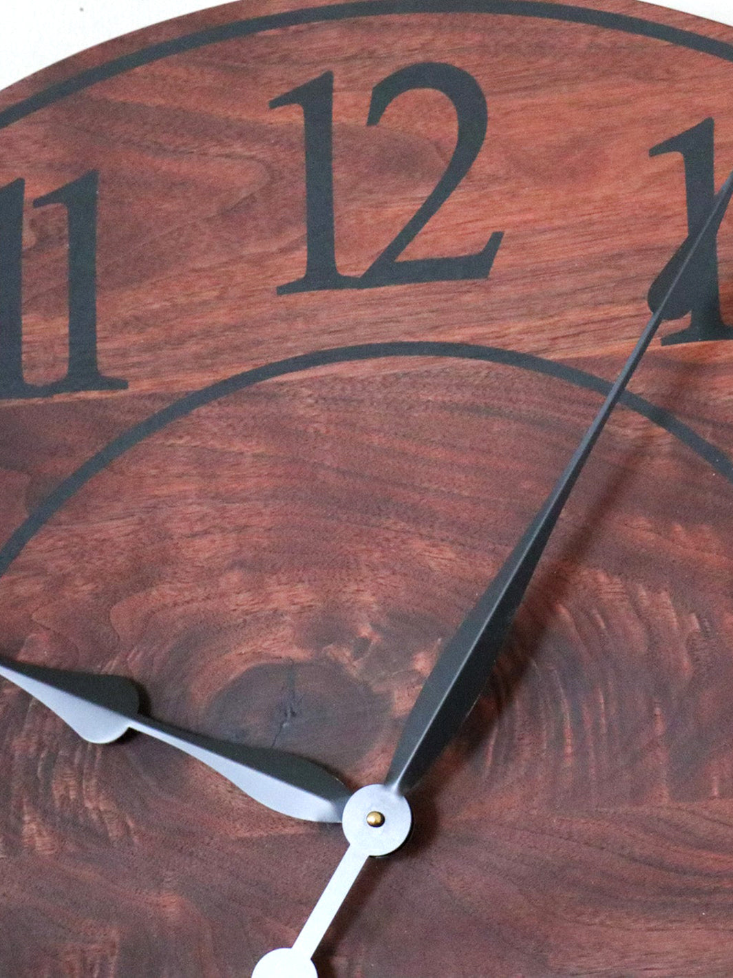 Solid Walnut Wood Wall Clock with Black Numbers Earthly Comfort Clock 1389-4
