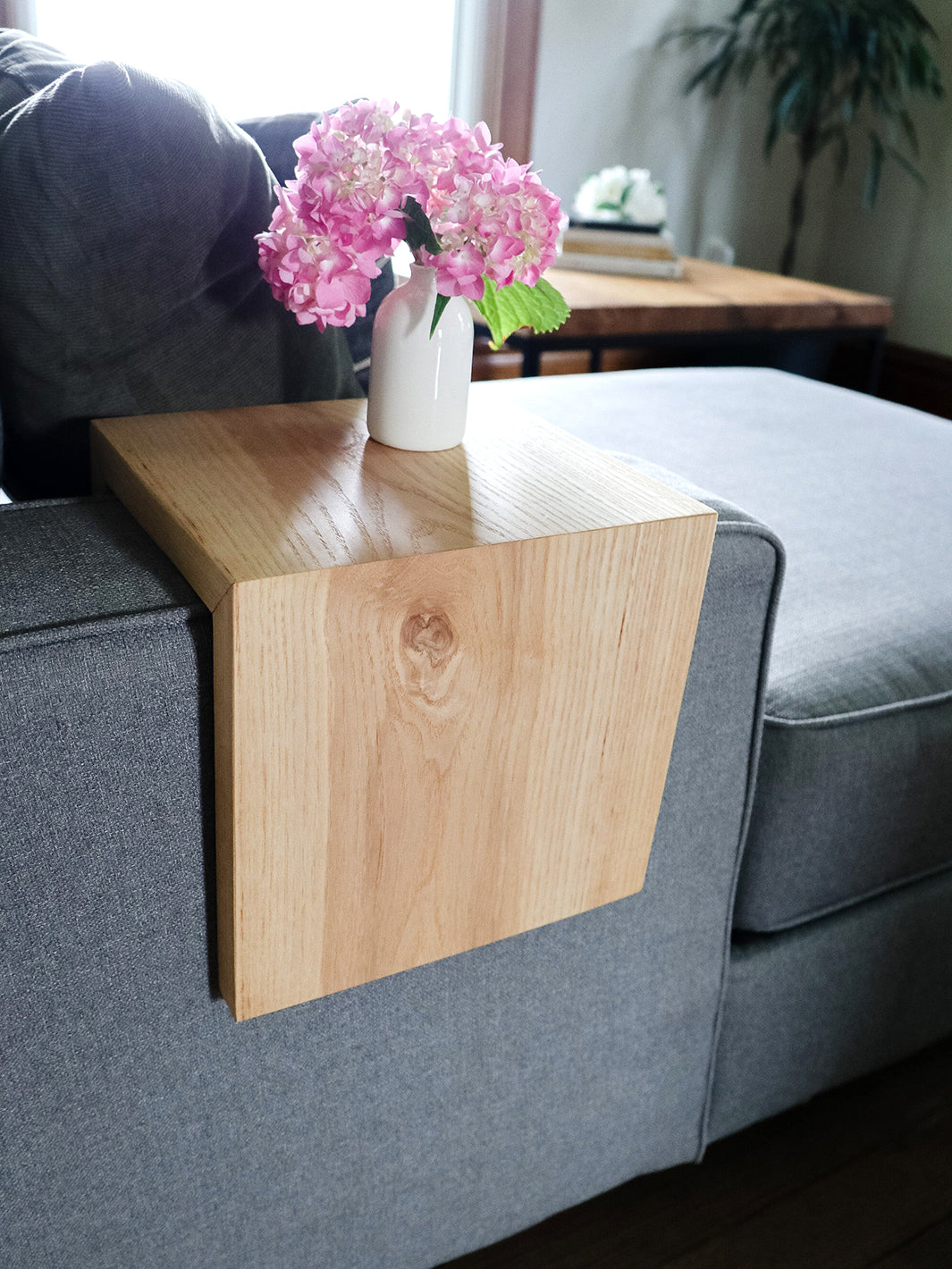 Solid 6" Ash Hardwood Armrest Table (in stock)
