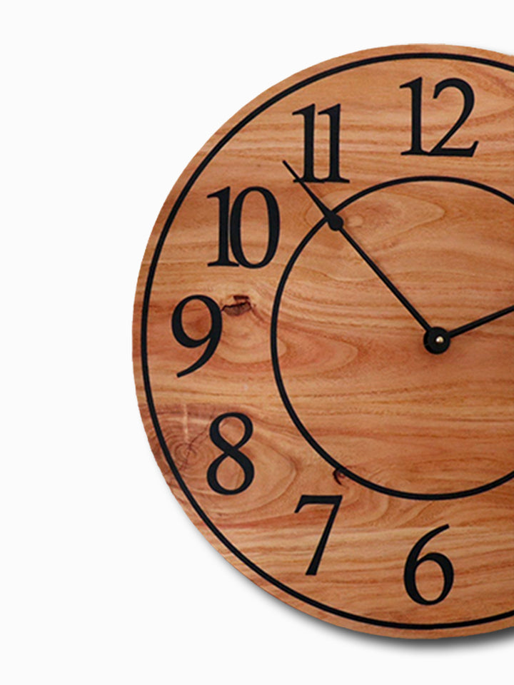 Locust Hardwood Large Wall Clock with Regular Numbers Earthly Comfort Clocks 1407-1
