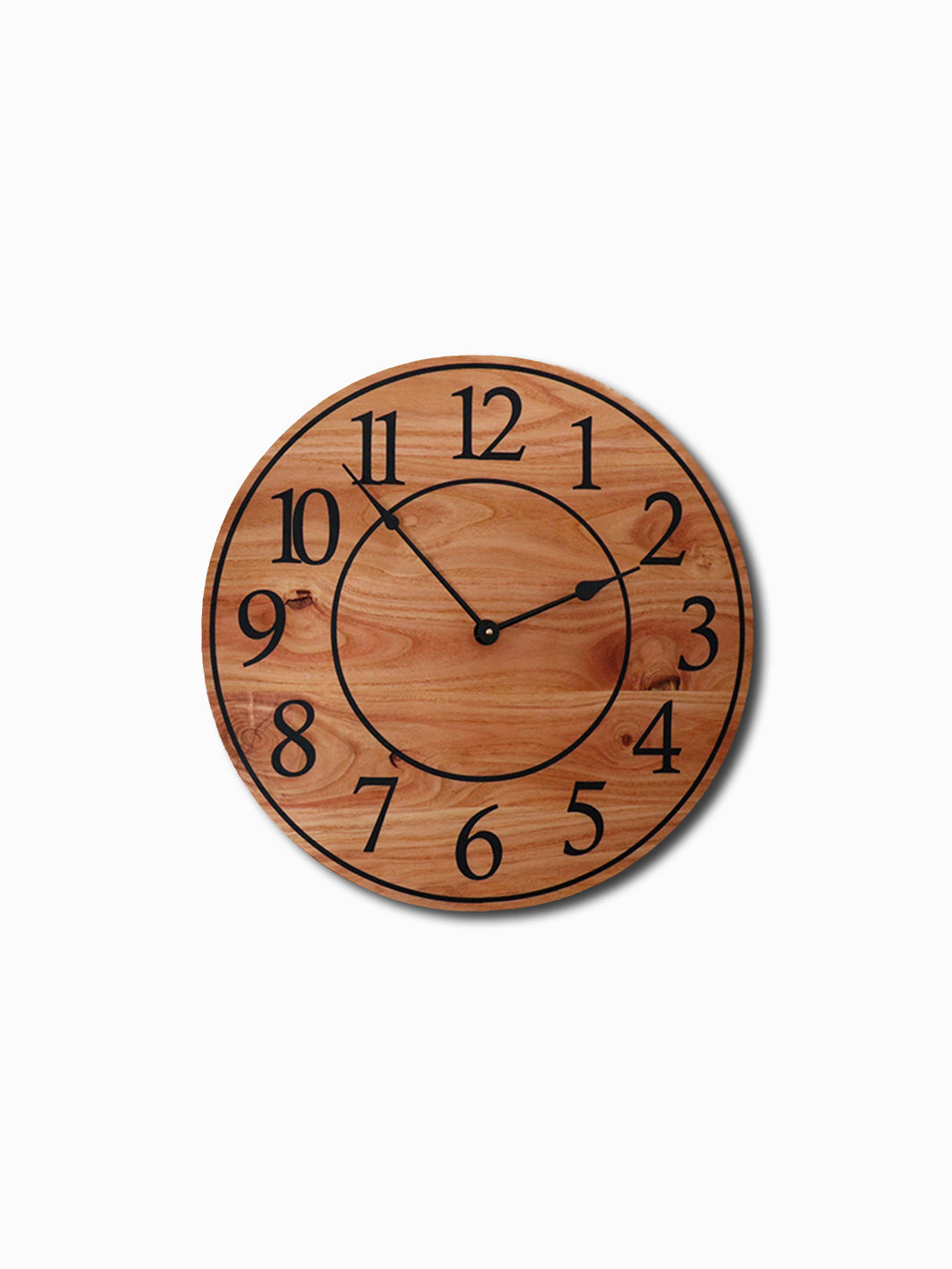 Locust Hardwood Large Wall Clock with Regular Numbers Earthly Comfort Clocks 1407
