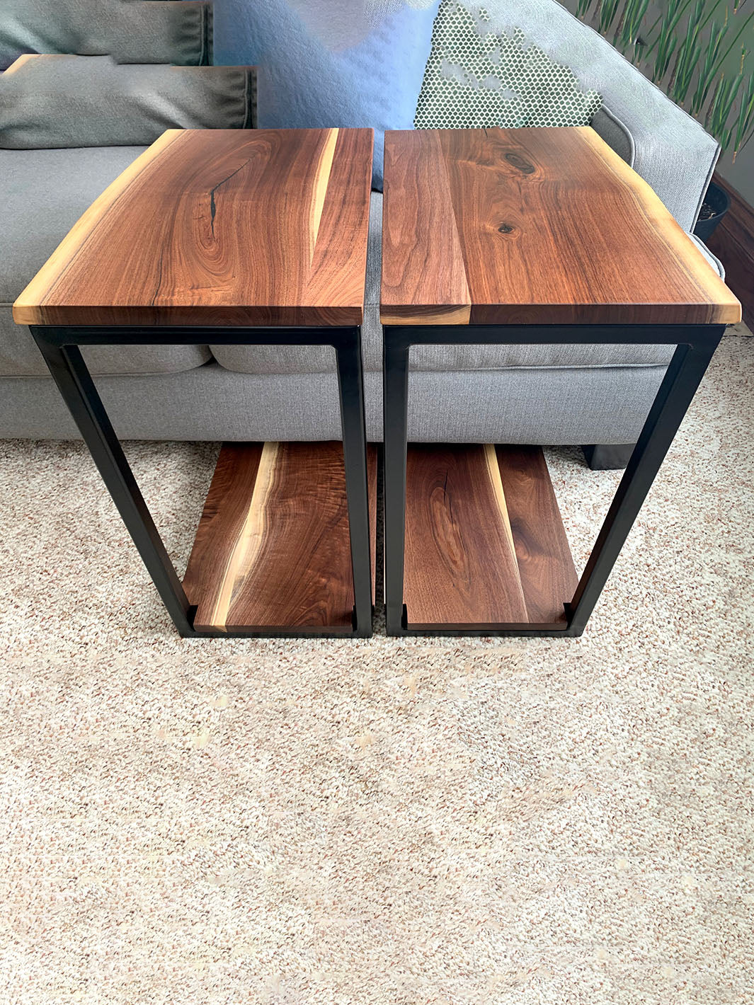 Floor Shelf Live Edge Walnut Wood C Table Earthly Comfort Side Tables 1439-3