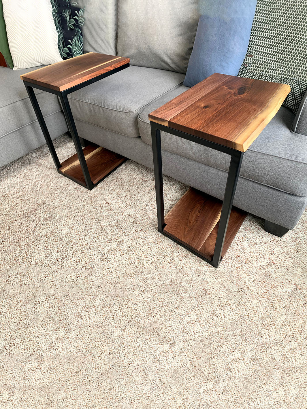 Floor Shelf Live Edge Walnut Wood C Table Earthly Comfort Side Tables 1439-4
