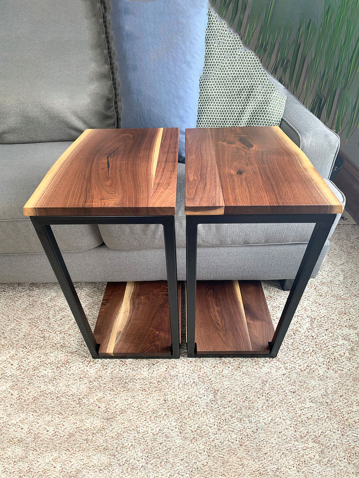 Floor Shelf Live Edge Walnut Wood C Table Earthly Comfort Side Tables 1439-6