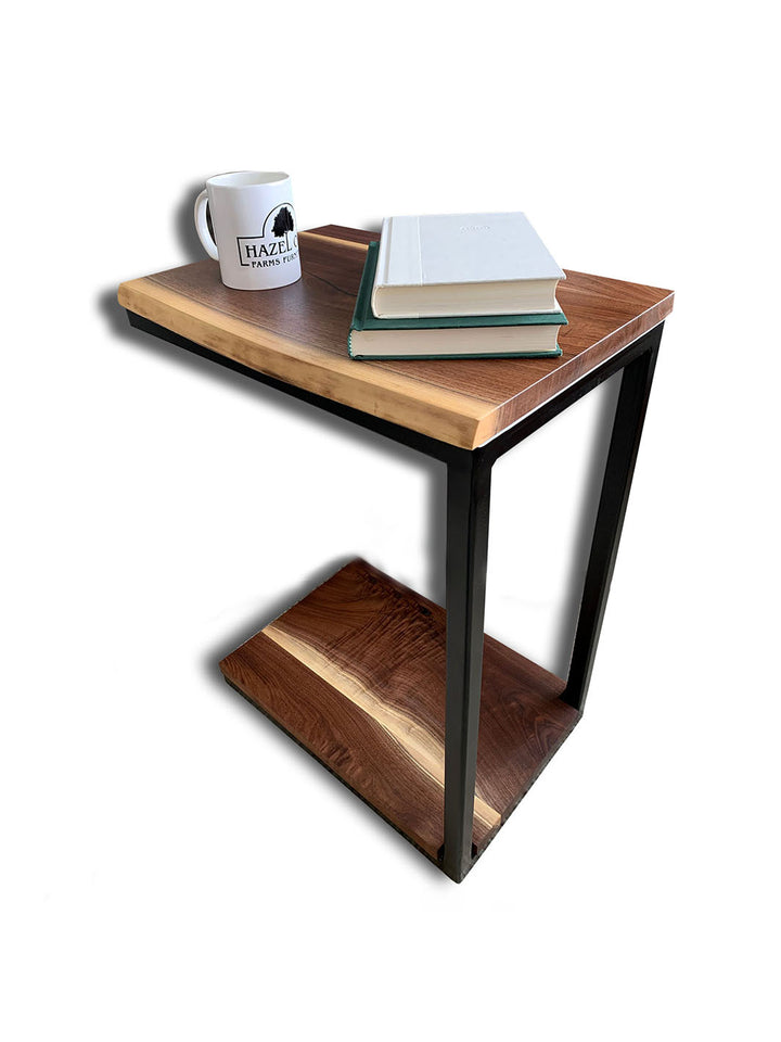Floor Shelf Live Edge Walnut Wood C Table Earthly Comfort Side Tables 1439