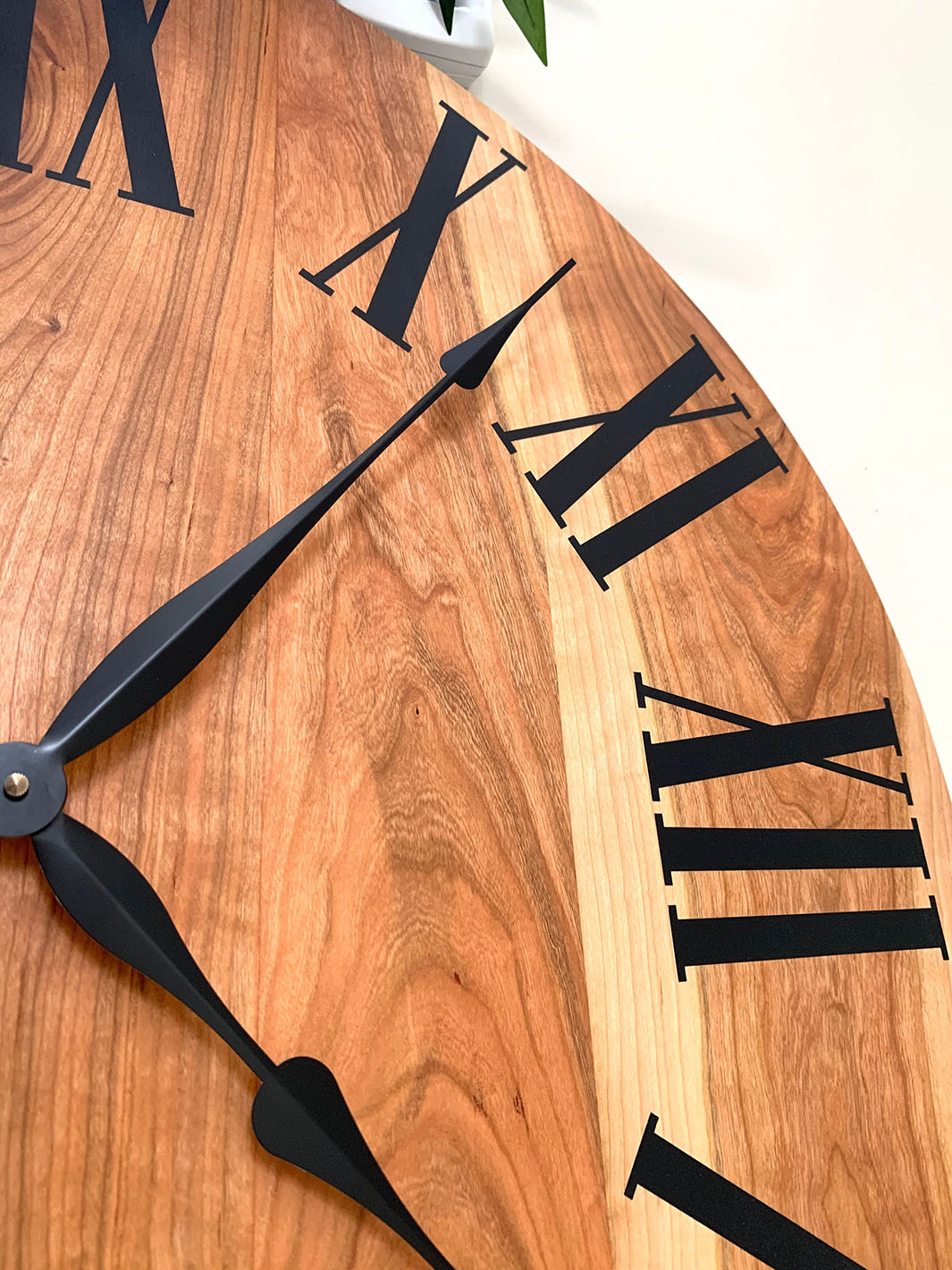 Large Sappy Cherry Hardwood Wall Clock with Black Roman Numerals Earthly Comfort Clocks 1524-3