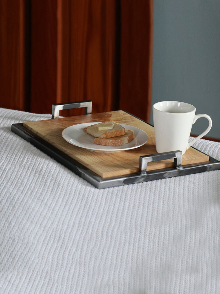 Ash Wood & Metal Bedroom or Bathroom Serving Tray with Handles Earthly Comfort Serving Tray 1560-2