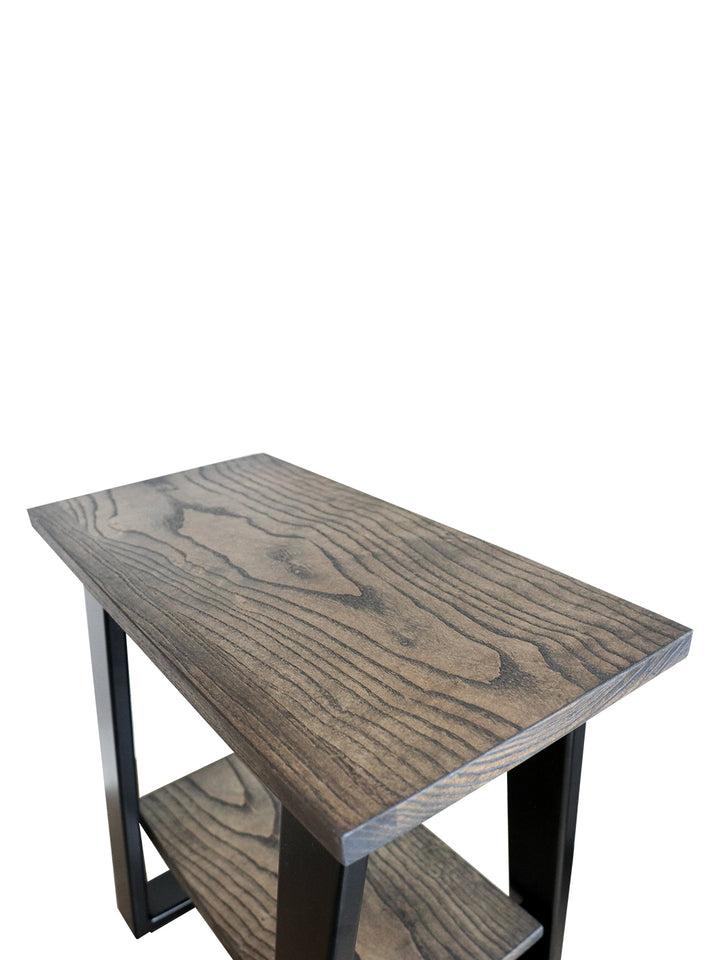 Tapered Industrial Wood & Metal Side Table