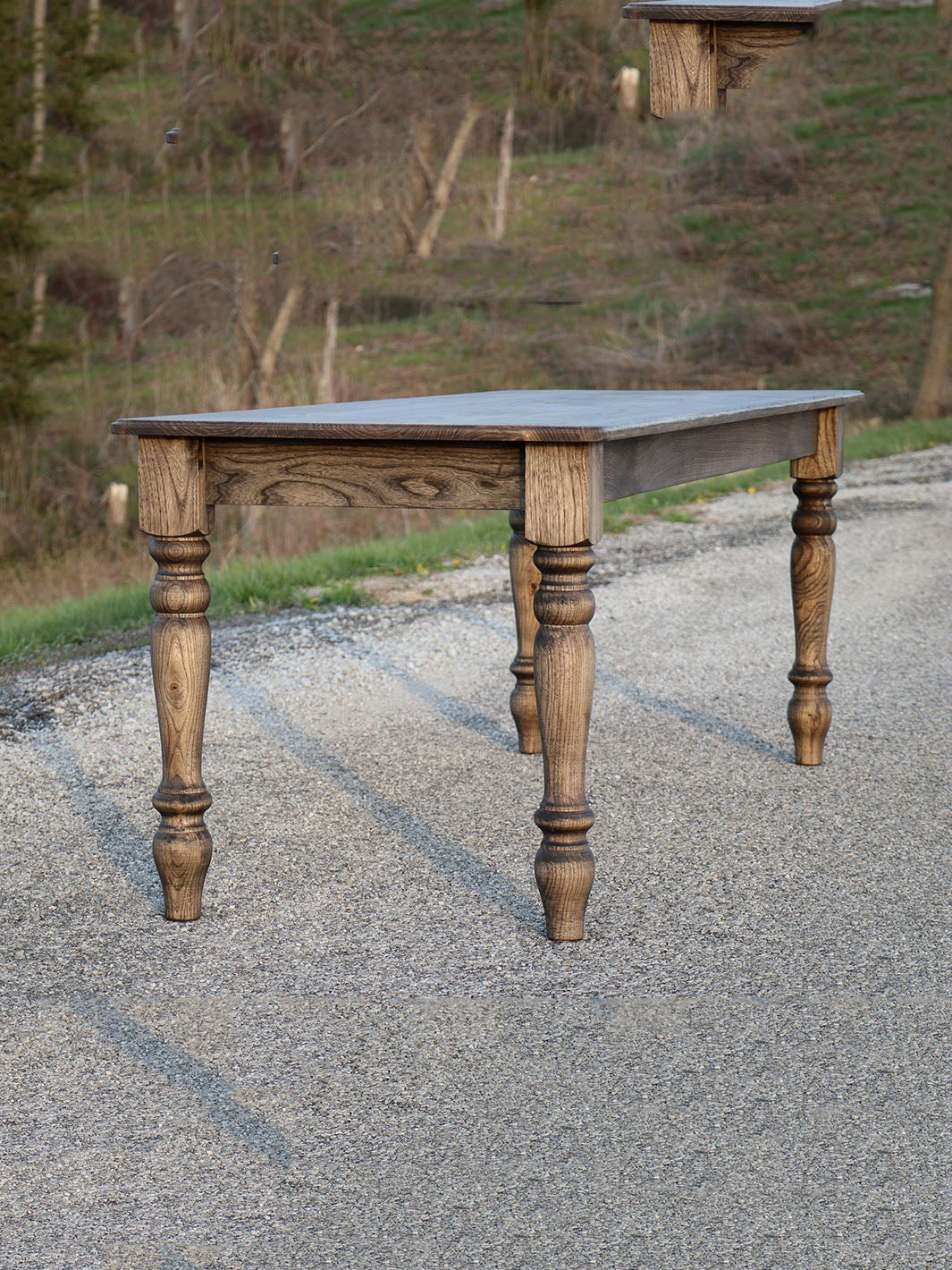 Classic Hackberry Hardwood Farmhouse Dining Table Earthly Comfort Dining Tables 1598-5