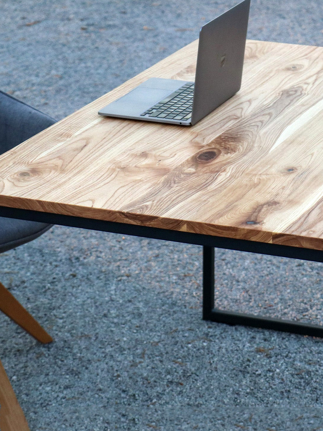 Modern Minimalist Ash Wood & Metal Drafting Writing Desk Table