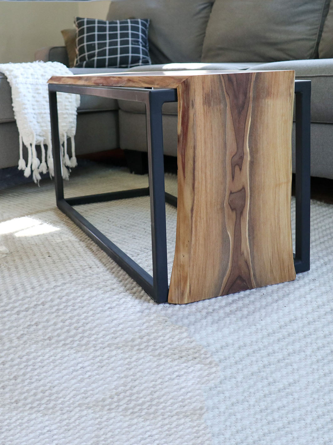 Earthly Comfort Live-Edge Walnut Waterfall Coffee Table Bench Earthly Comfort Coffee Tables 1642-4