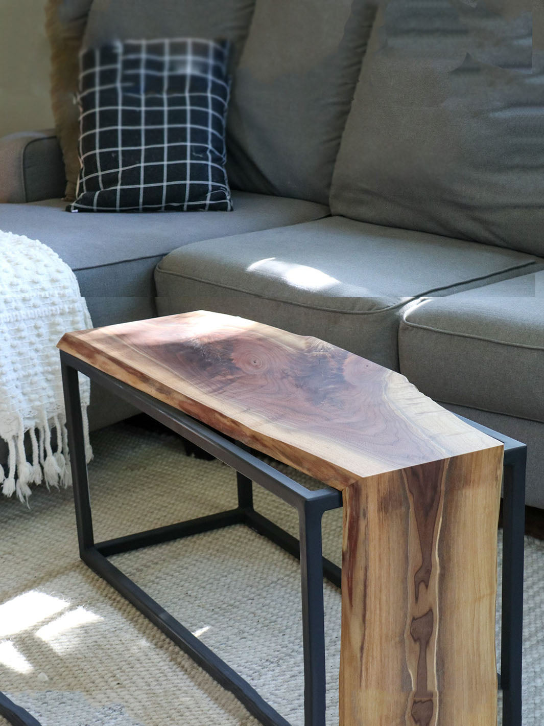 Earthly Comfort Live-Edge Walnut Waterfall Coffee Table Bench Earthly Comfort Coffee Tables 1642-5