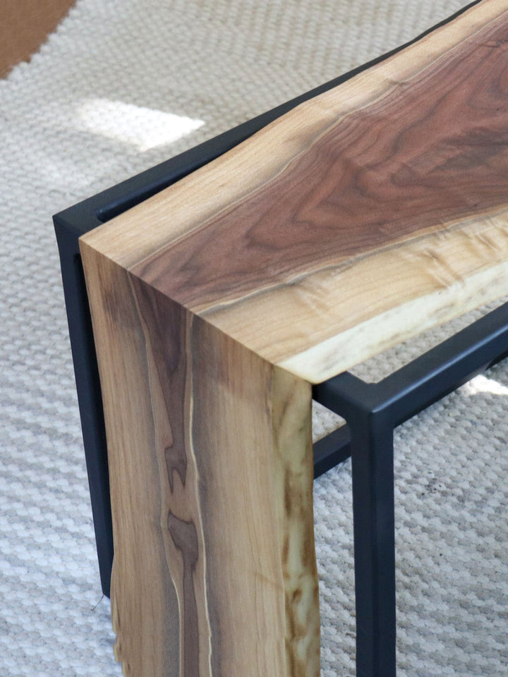 Earthly Comfort Live-Edge Walnut Waterfall Coffee Table Bench Earthly Comfort Coffee Tables 1642-7