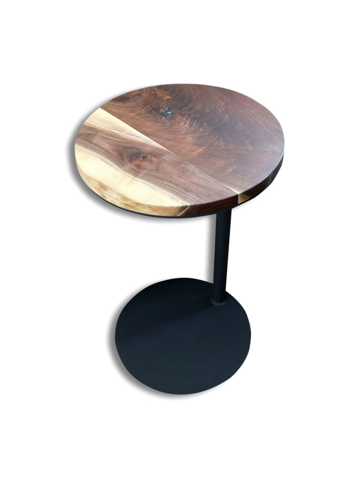 Large Live-Edge Walnut, Round Industrial Side Table Earthly Comfort Side Tables 1643