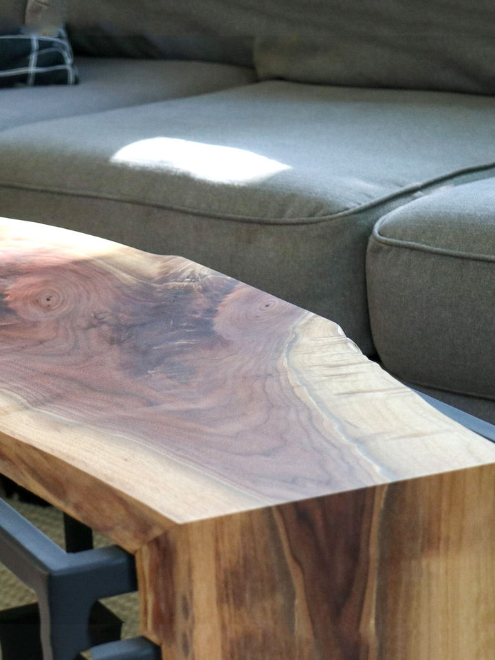 Live-Edge Walnut Waterfall Bench Coffee Table Earthly Comfort Coffee Tables 1654-3