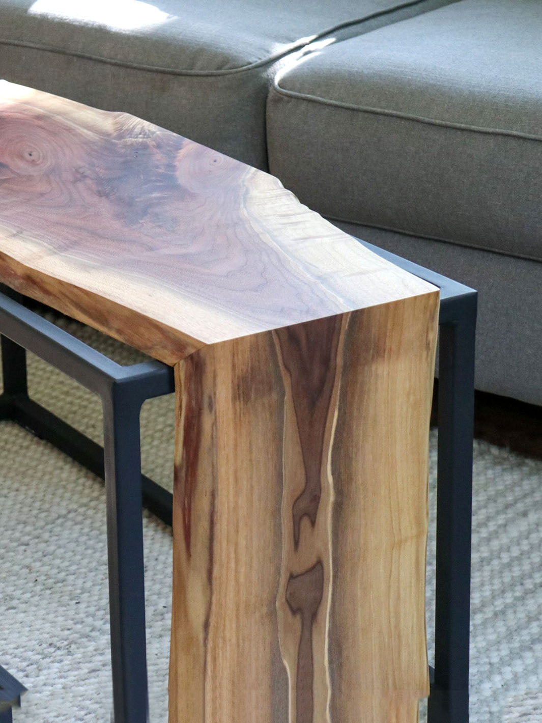 Live-Edge Walnut Waterfall Bench Coffee Table Earthly Comfort Coffee Tables 1654-4