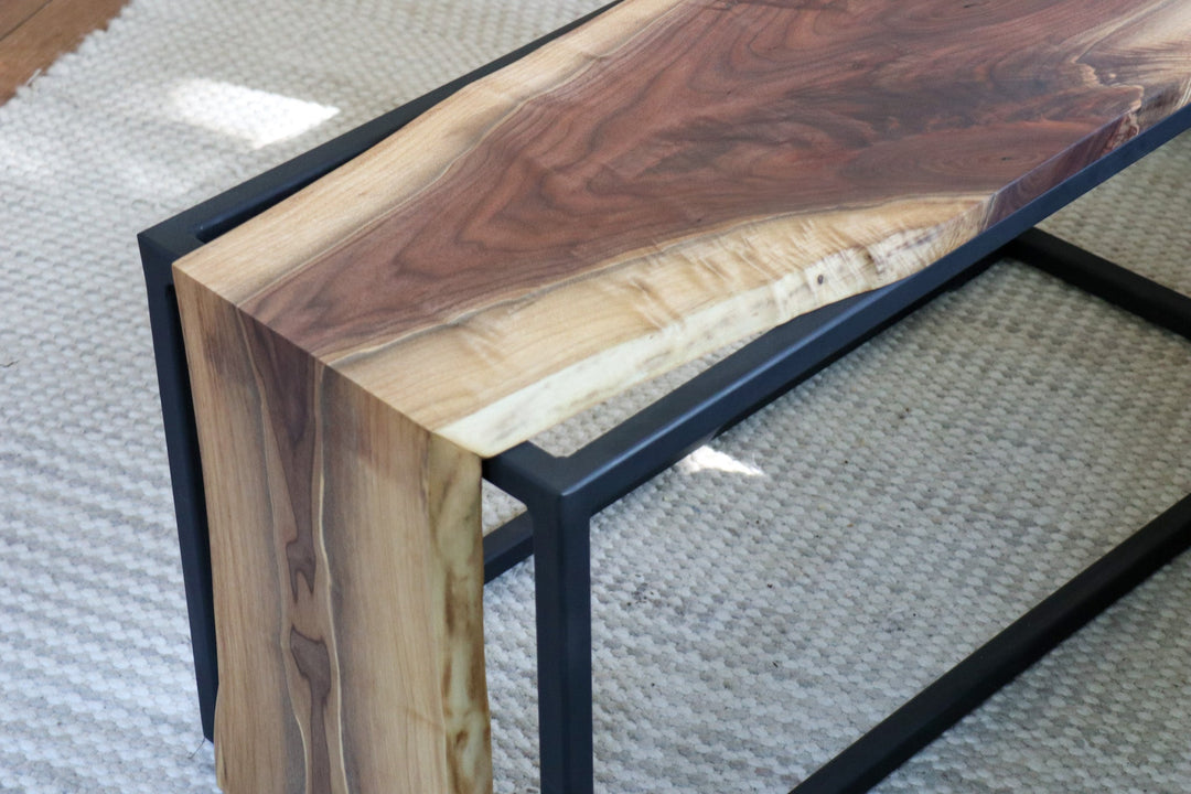 Live-Edge Walnut Waterfall Bench Coffee Table Earthly Comfort Coffee Tables 1654-7