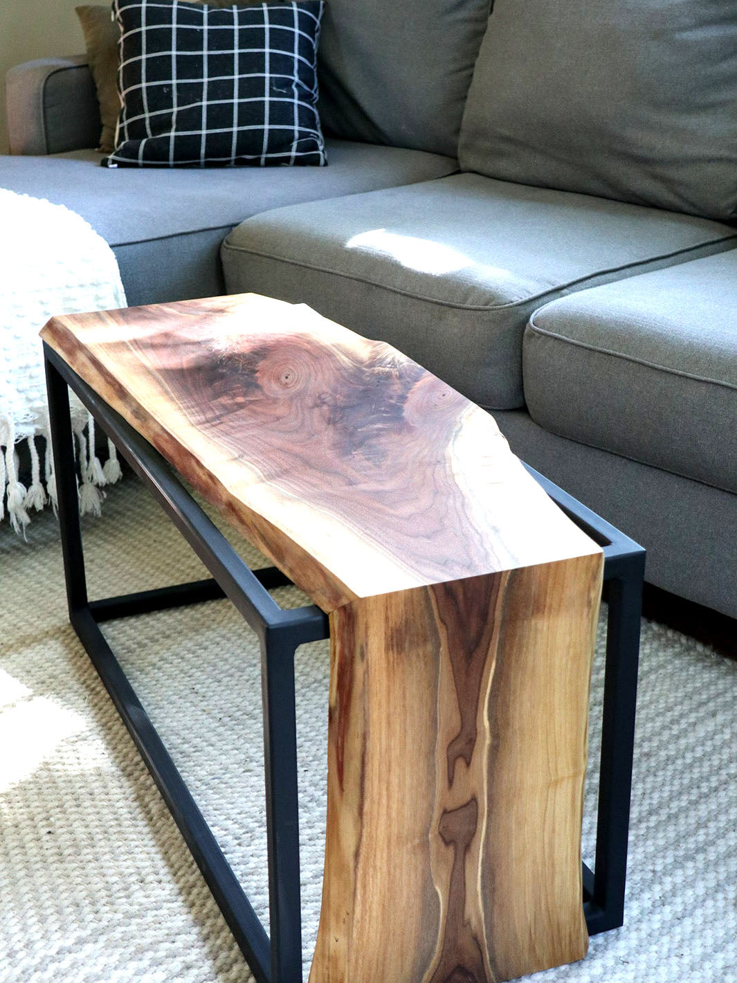 Live-Edge Walnut Waterfall Bench Coffee Table Earthly Comfort Coffee Tables 1654-9