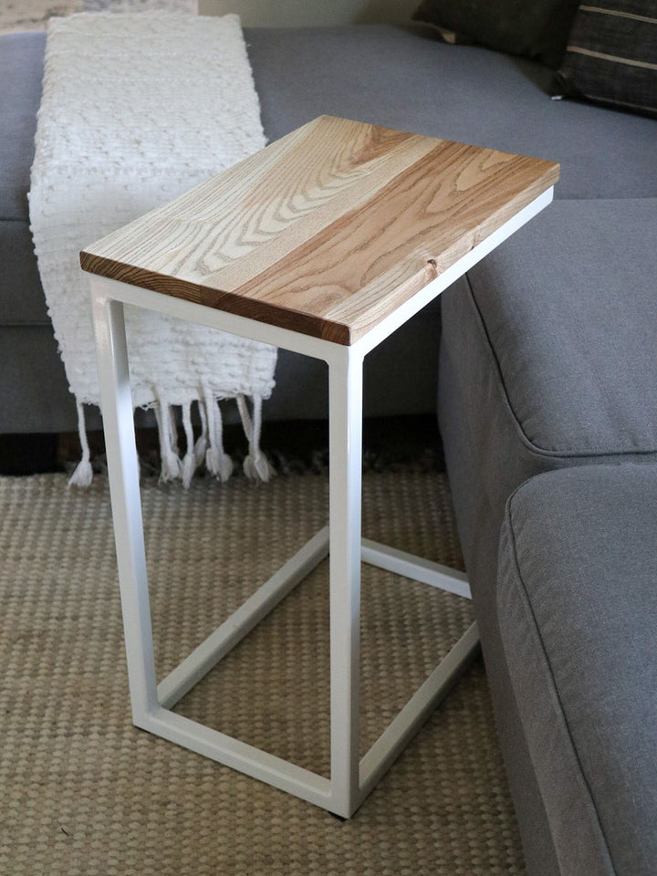 Earthly Comfort Solid Ash Wood & White Metal C Table Earthly Comfort Side Tables 1754-5