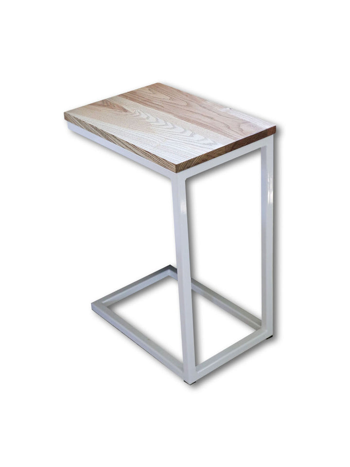 Earthly Comfort Solid Ash Wood & White Metal C Table Earthly Comfort Side Tables 1754