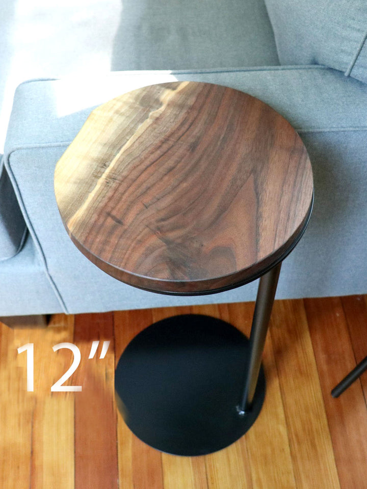 Live-Edge Walnut, Round Industrial Side Table Earthly Comfort Side Tables 1763-2