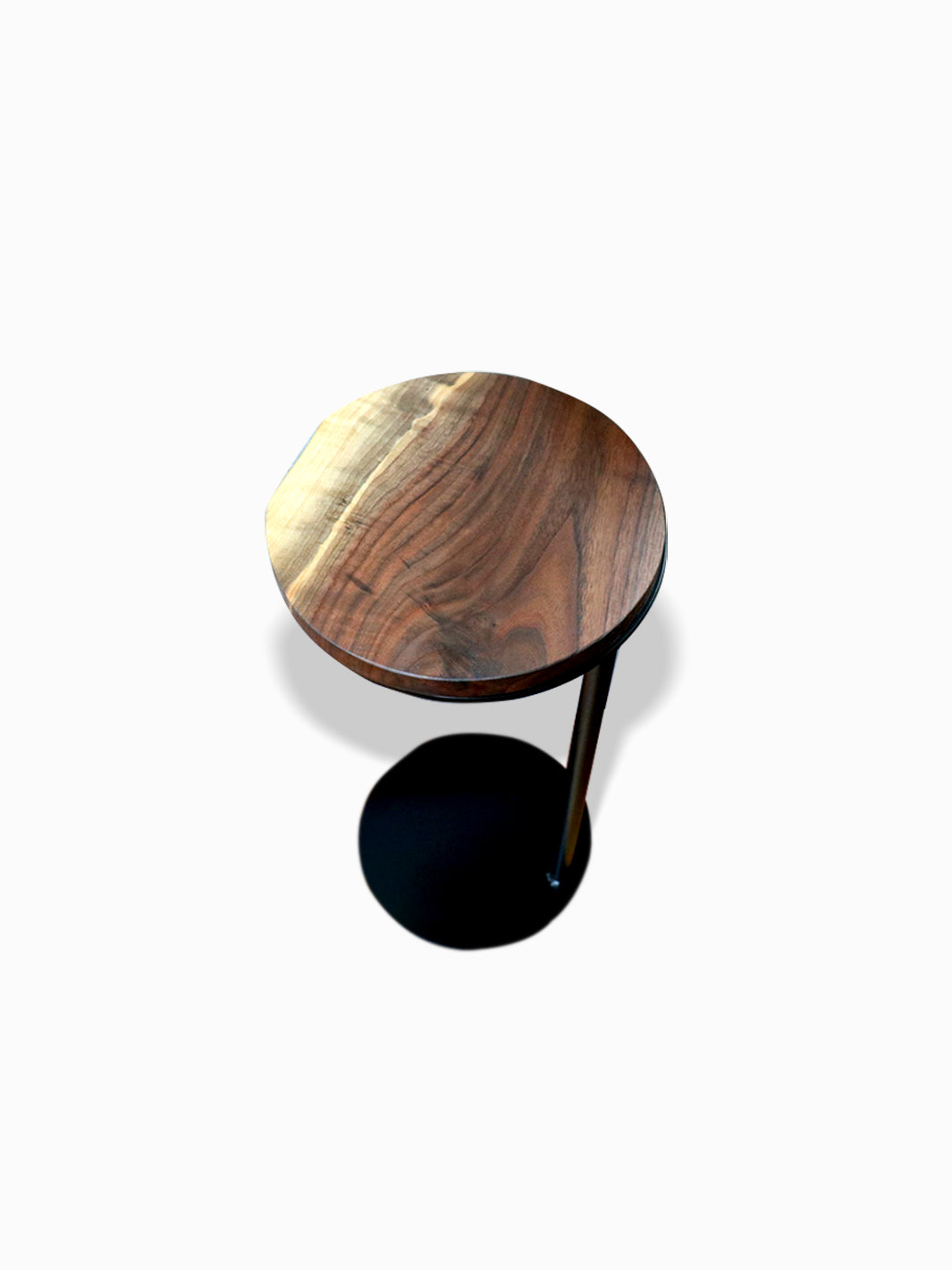 Live-Edge Walnut, Round Industrial Side Table Earthly Comfort Side Tables 1763