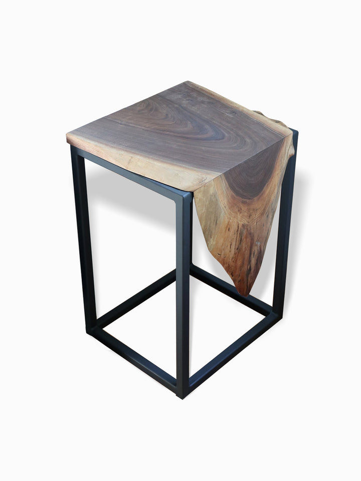 Live Edge Walnut Waterfall Cube Side Table Earthly Comfort Side Tables 1820