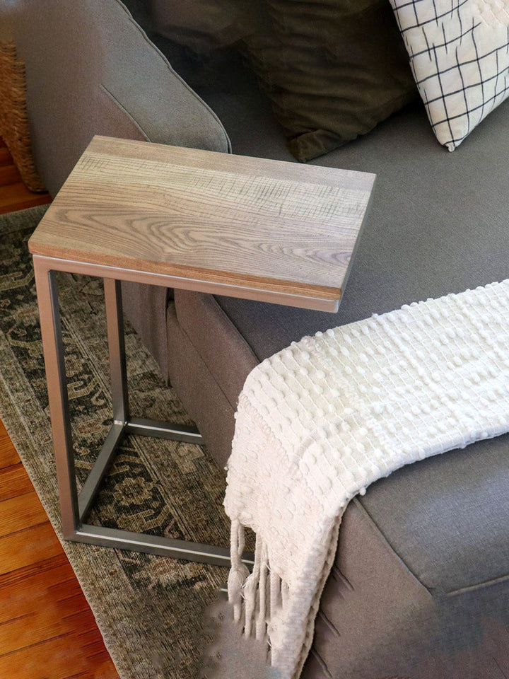Earthly Comfort Solid Ash Wood & Silver Metal C Table Earthly Comfort Side Tables 1834-5