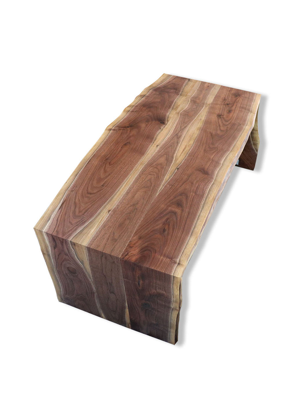 Solid Walnut Wood Slab Double Waterfall Ottoman Coffee Table Earthly Comfort Coffee Tables 1835-1