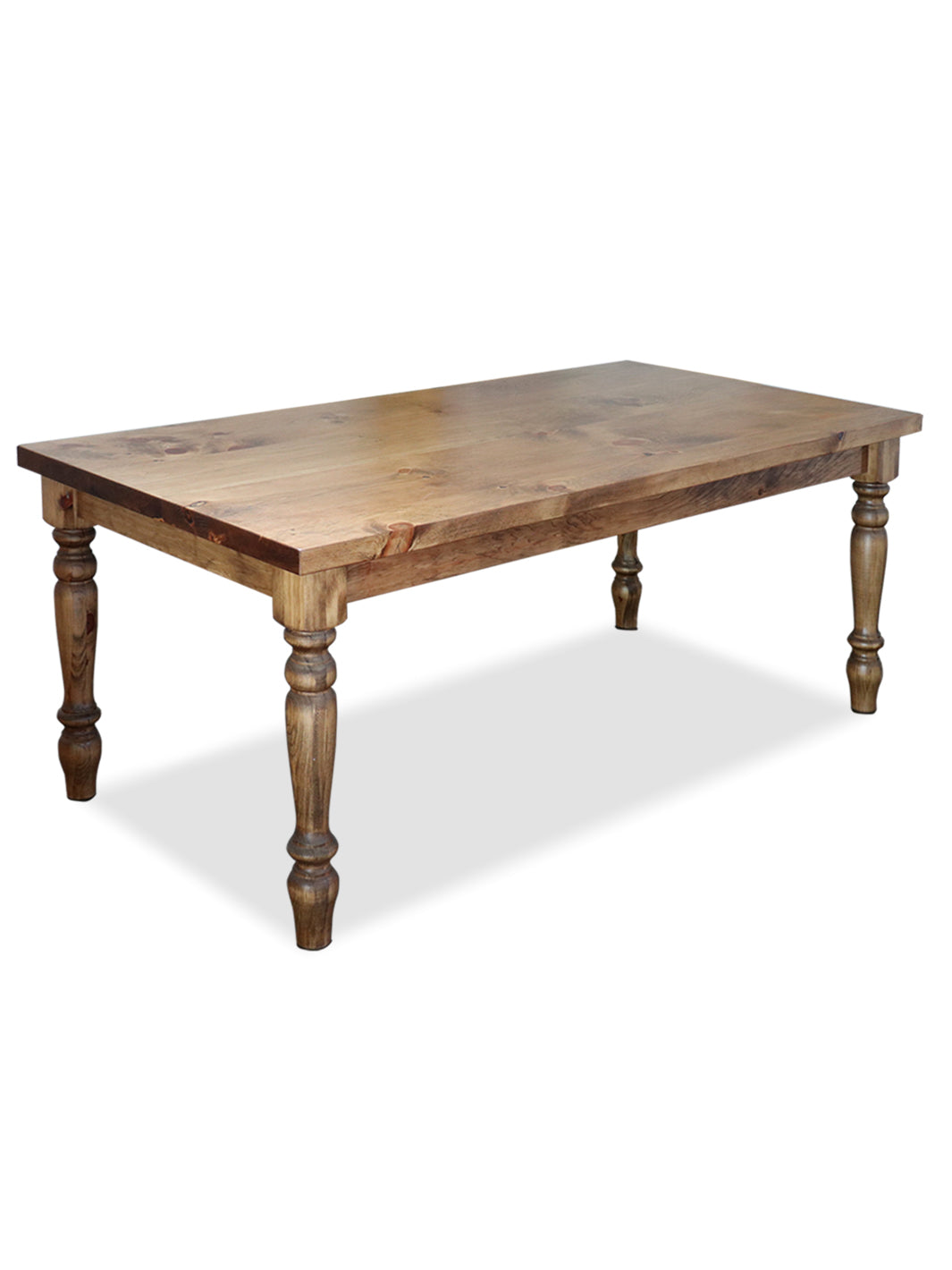 Medium-Tone White Pine Farmhouse Dining Table with Thick Top Earthly Comfort Dining Tables 1849