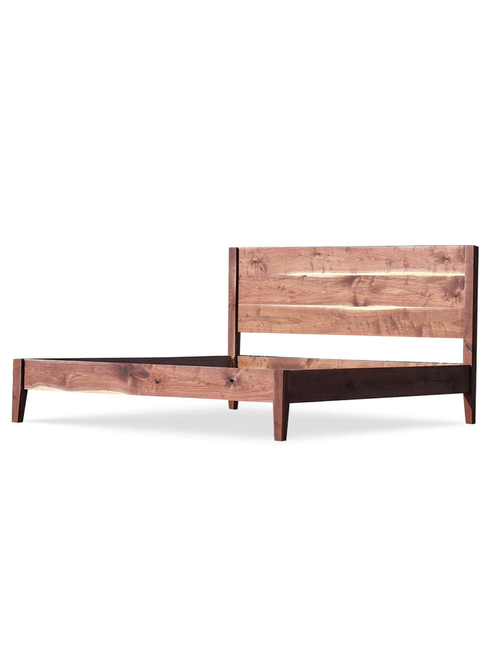 Solid Walnut Mid-Century Modern King Bed Frame Earthly Comfort Bed Frame 1866