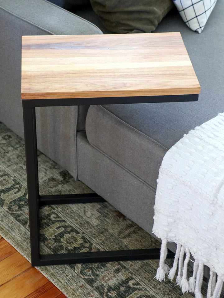 Hickory Wood and Metal Industrial Side C Table