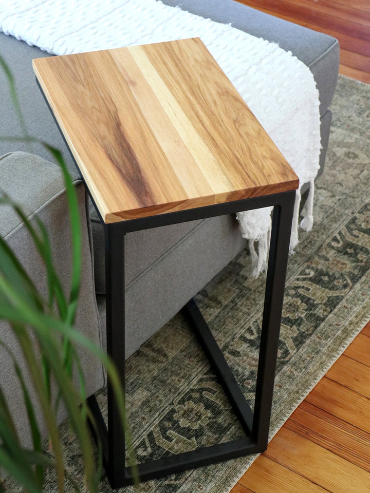 Hickory Wood and Metal Industrial Side C Table